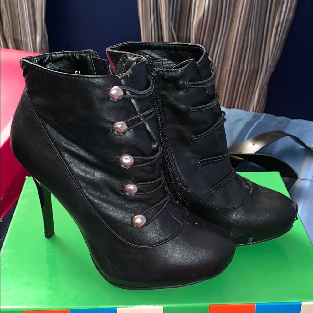 Black leather heels